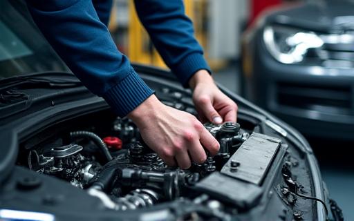 A highly skilled mechanic meticulously working on a modern car engine, ensuring every component is in perfect order.