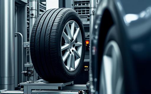 A precision machine meticulously balancing a car tyre, demonstrating advanced automotive care.